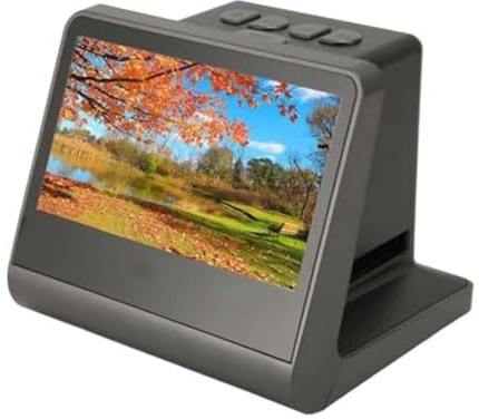 Kznifmk Scanner di diapositive e film digitali 48MP Nero in ABS, Converte i film 135mm 110 126 e Super 8 Oltre a diapositive e negativi in file JPEG ad alta risoluzione da 48MP