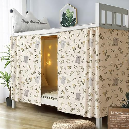 LONTG Rideau Occultant pour Lit Rideau de Lit Superposé Rideau pour Lit Mezzanine Dortoir Mi Hauteur Cabine Ciel de Lit Moustiquaire Tente de Lit Anti-poussière Anti-Insectes pour Étudiant