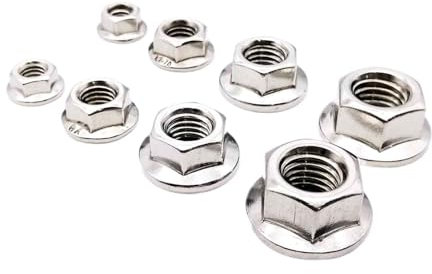 GUIPENG 2/25 pz M3 M4 M5 M6 M8 M10 M12 in acciaio inox metrico filettato esagonale testa esagonale dentellata dado flangiato Spinlock controdado DIN6923(2pcs M12)