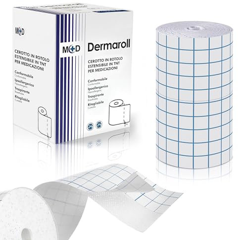 Cerotto a rotolo adesivo per fissaggio in TNT (m 10x10 cm) Estensibile, Ipoallergenico, Traspirante