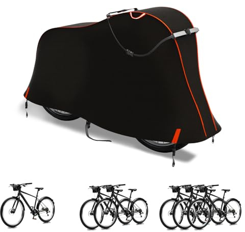 Bike Cover for 1/2/3Bike-900D Heavy Duty Waterproof Bicycle Cover&Outdoor Bike Storage Protection against Snow,rain|Bike Cover for eBike,Mountain,Road,Hybrid,Scooter,Beach Cruiser Bike(L-1Bike Cover)