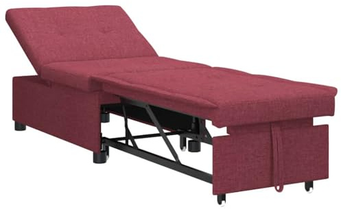 vidaXL Röd Polyester 3-i-1 Konvertibel Sängsoffa Vin 191 x 67 x 82 cm Manuell Utdragbar Recliner Med Justerbart Ryggstöd Hållbar Multifunktionell Sängsoffa För Vardagsrummet Hemma
