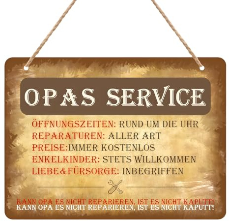 Opa Geschenk Geburtstag, Holzschild 25x17cm, Vintage Werkstatt Deko Schild, Geburtstagsgeschenk für Opa, Lustige Schilder Geschenk für Opa zum Geburtstag, Vatertag und Weihnachten