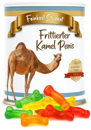 Frittierter Kamel Penis aus der Dose – lustiges Geschenk zu Weihnachten oder Geburtstag für Kinder und Erwachsene – Weingummi Penisse in einer Feinkost Dose – 300g