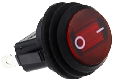 5 pezzi Pulsante impermeabile con interruttore a bilanciere luminoso 12V 220V Apertura 20MM Interruttori a punto argentato rotondi a 3 pin a forma di barca(5pcs Red,12V)