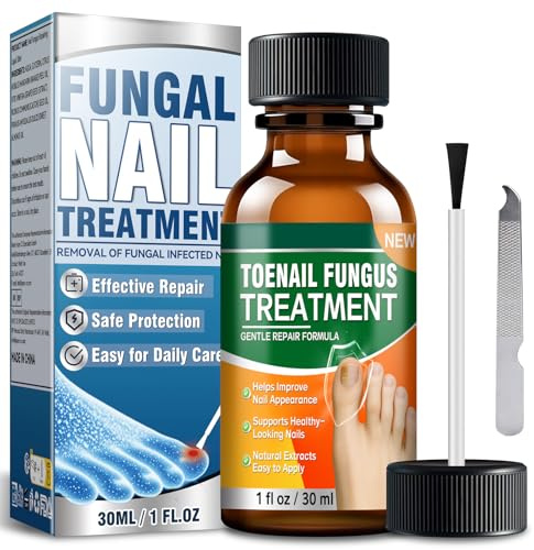Toenail Fungus Treatment Extra Strength, Nail Treatment with Tea Tree Oil, Menthol, Vitamin E & Pro-Vitamin B5, Gentle Nail Repair Solution to Restore Damaged, Discolored, and Brittle Nails, 1 fl oz