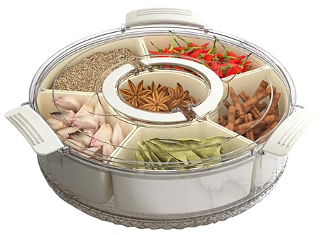 Plateau à goûter divisé avec couvercle – Transparent de grande capacité – Plateau à fruits avec poignée – Pour la maison et l'extérieur, le stockage des fruits, des légumes, du fromage, des noix, la