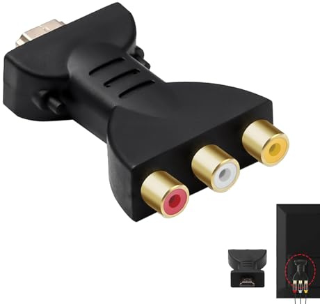 Dbaemu AV to HDMI Converter, RCA to HDMI Converter 1080P RGB Adapter Gold Plated Male Female Cable for PC Laptop Xbox TV Camera DVD Plug and Play Compatible with Older Devices USB Charging Support