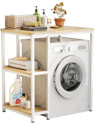 Hoapin Mueble para Lavadora, Armario de baño, Armario para Lavadora con Compartimentos, 90x60x95cm