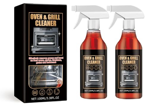 Oven Cleaner Heavy Duty, Professional Oven and Grill Cleaner Spray 100ml, Powerful Kitchen Grease Remover Foam for Ovens, BBQs, Air Fryers & Racks, Fast Acting Deep Cleaning Formula(2pcs)