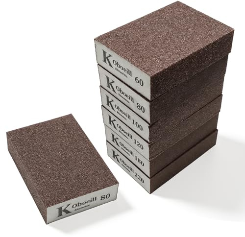 6 Pcs Sanding Blocks for Walls Woods, Foam Sanding Pads, sSanding Sponges | 120 180 180-240 240-320 600 800-1000 Grit Sponge Sand Blocks, Wet and Dry Sandpaper for Wood Furniture Drywall Metal