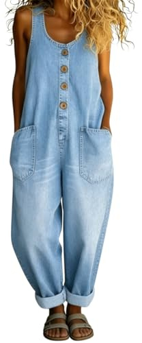Onsoyours Salopette Jeans Donna Overall Tuta Intera Jumpsuit Pantaloni con Spalline Regolabili per Tempo Libero