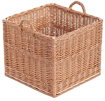 e-wicker24 Panier en osier, corbeille,box carré, boite de rangement, panier à bûches en osier, panier de rangement (Panier carré)
