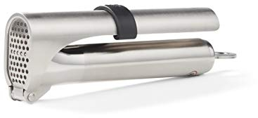 RÖSLE Knoblauchpresse, Presse in Profi-Qualität für Ingwer und Knoblauch, mit klappbarem Sieb, Edelstahl 18/10, spülmaschinengeeignet, Silber