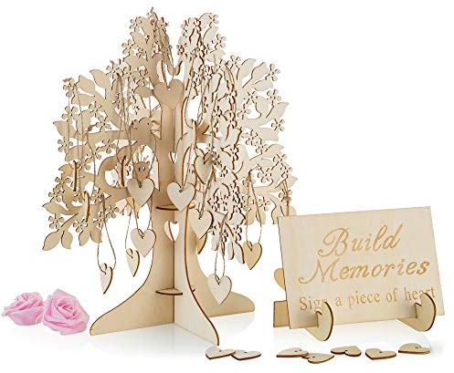 Alternativa Unica del Libro degli Ospiti di Nozze, Libri Dell'ospite della Scatola di Goccia della Struttura Dell'albero di Legno con Il Basamento