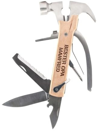 Gadget Storm Hammer Multitool mit Gravur Bester Opa, Personalisiert mit Namen, 10-teiliges Multifunktionswerkzeug, Aus Edelstahl, Vatertagsgeschenk