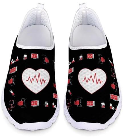 chaqlin Löparsneakers för kvinnor män casual sport promenader gym träningsskor slip-on väg jogging loafers andningsbara, Sjuksköterska mönster 13, 41 EU