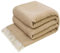 LYHome Manta Lana Merino - Plaid para Sofa Cama, Mantas Decorativas como Cubre Colcha para Sofas, Blanket Cálida Grande Suave Calentitas Verano y Invierno (140 x 200 cm | Beige con Blanco Chevrón)