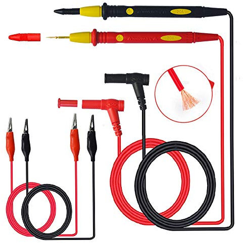 senvenelec Kit linea di test multimetro multifunzione 1000V 20A, strumento sonda multimetro con clip a coccodrillo, testa a banana, utilizzato per test di laboratorio, test elettrico (2 pezzi).