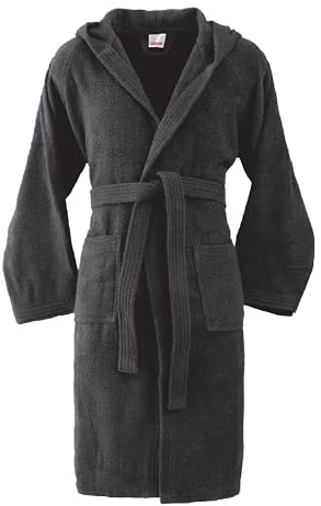 Bassetti, Accappatoio, Spugna 100% Cotone Pettinato, 360gsm, 54 cm x 56 cm, Taglia XL, Tinta Unita, ANTRACITE - NERO