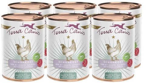 Terra Canis Huhn, Magen-Darm-Schonkost Nassfutter für Hunde, 6x400g | 100% Lebensmittelqualität aller Rohstoffe, leicht verdaulich, ideal bei akuten Magen-Darm-Problemen, getreidefrei