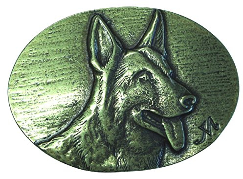 BELTINGER Gürtelschnalle Schäferhund 4,0 cm | Buckle Gürtelschließe 40mm Massiv | für Jagd-Outfit und Hunde-Besitzer | Altmessing