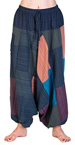 PANASIAM Aladin pants cotton 'Lini', Patchwork blue tones, L
