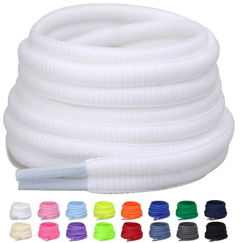 Puzeam 2 Pairs Oval Athletic Shoe Laces, 1/4 Shoelaces White 80