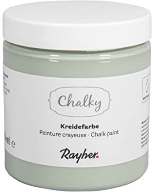 Rayher Chalky, Kreidefarbe auf Wasserbasis, antikgrün, für Shabby-Chic, Vintage- und Landhaus-Stil-Looks, Dose 230 ml, 35048443