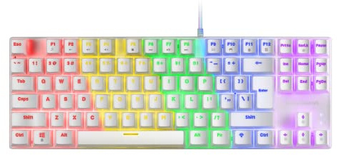 Mars Gaming MK80 Bianco, Tastiera Gaming Meccanica TKL FRGB, Antighosting, Switch Meccanico Blu, Lingua US