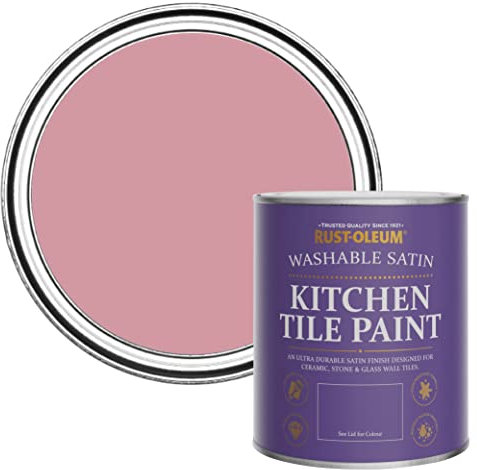 Rust-Oleum Pink water resistant Kitchen Tile Paint in Satin Finish - Dusky Pink 750ml