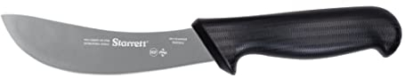 Starrett Professional Skinning Knife - BKB206-6 Black Handle Narrow Curved 6 Sanitized Stainless Steel Blade - Hunters Butchers Kitchen Chef's Knife