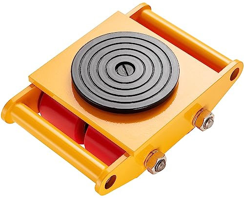 VEVOR Pattini a Rotelle per Trasporto di Carichi Pesanti Capacità Carico Max. 6 Tonnellate, Pattini in Acciaio al Carbonio Piattaforma Antiscivolo Rotazione 360° 4 Ruote in PU da Magazzino Officina