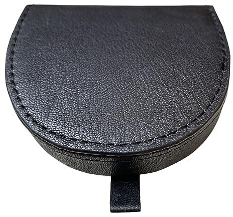 Lorenz Porte-monnaie en cuir nappa de chèvre en forme de fer à cheval avec compartiment pour notes, Noir , M, Pochette à monnaie