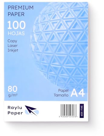 Raylu Paper - Papier A4 Multiusage Premium 100 Feuilles 80g pour Imprimantes Laser, Jet d'Encre et Photocopieurs, pour Bureau et Maison (A4, 100 feuilles)