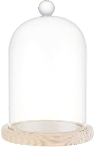 BENECREAT 8x4.5inch Glass Display Dome Inch Cloche Dome with Base Clear Dustproof Dome with Handle Bell Jar Centerpiece Display Case for Wedding Decor, Specimens Plants DIY