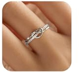 Heart Rings for Women Teen Girls Mother Daughter Friendship Knot Ring Promise Ring for Her 925 Sterling Silver 14K Gold Plated Cubic Zirconia Stackable Ring Purity Ring Mothers Day Gifts (Silver, 10)