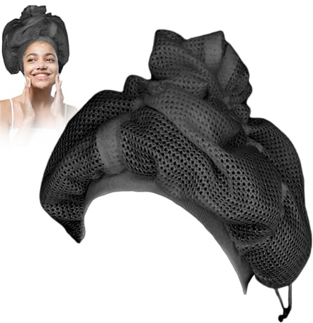 tongfeng Net Plopping Cap | Net Plopping Bonnet | Adjustable Mesh Plop Cap for Drying Curly Hair | Net Plopping Cap for Drying Curly Hair with Drawstring | Reusable Women Hair Net Snoods Black,