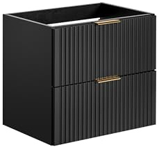 Muebles Slavic Mobile da bagno sospeso sotto lavabo 2 cassetti nero laminato 60 cm – mobile bagno