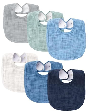 SLOSH Bavaglini Bavaglino Neonato Cotone Baby Pappa Morbidi Panno Per Ruttino Assorbenti Burp Neonati Neonata Lavabile (Blu)