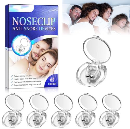 6Pcs Antirronquidos Para Dormir, Clip Nasal Magnético Antirronquidos, Reutilizable Pinza Nasal Antirronquidos, Dilatadores Nasales de Silicona, Ronquidos Soluciones pour Masculino y Femenino