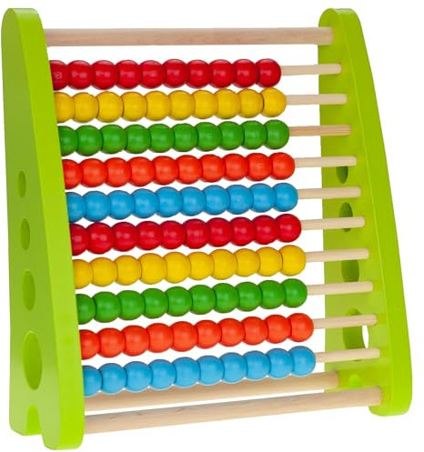Martom Holz-Zählrad für Kinder 100 Bunte Perlen, Rechenschieber aus Holz mit 100 Perlen – Lernspielzeug Abakus, Rechenrahmen für Kinder, Grundschule, Zahlen Lernen
