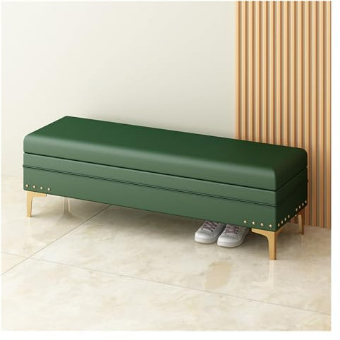 Sitzbank Polsterbank Gepolsterte Aufbewahrungsbank mit Nagelkopfbesatz | Ottomane mit Stauraum for Wohnzimmer und Schlafzimmer | Dekorative Wohnmöbel Sitzhocker Schlafzimmer(Green,100*40*40cm)