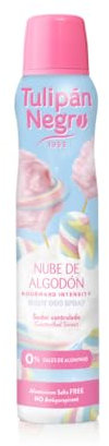 Tulipán Negro Desodorante Spray Nube de Algodón 200 ml, 0% Sales de Aluminio, Sudor Controlado