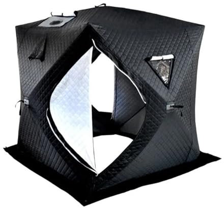 Eisfischerzelt Sauna-Zelt, faltbar, tragbar, quadratisch, für Wandern, isoliert, Camping, EIS, Winter, Angeln, heißes Sweat-Hub-Zelt für den Außenbereich Tunnelzelte(Black180cm*180cm*200cm)