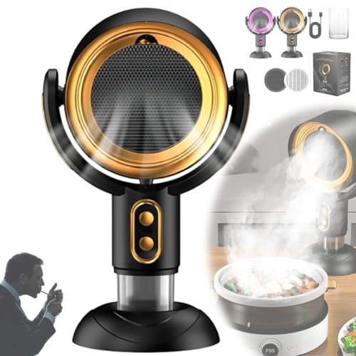 Generic Purificador Puffhide, purificador de aire, ventilador de eliminación de humo, elimina el 99.97% del polvo y los olores, dorado, acabado dorado metálico, hasta 14 metros cuadrados, silencioso,