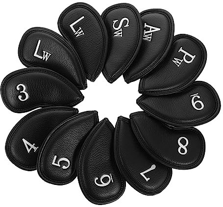 BIUDECO 12pcs Golf Club Head Covers Pu Covers Professional Rod Protective Caps Funny Golf Accessories