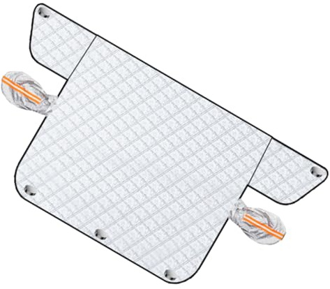 Mobestech Housse de Pare-Brise Anti-Neige pour Voiture en Film Aluminium PE Aimants Intégrés, Protection Forte contre le Vent pour l'Hiver, Couverture Anti-Neige