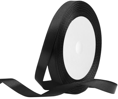 OUTPGAGA Schwarz Satinband 10mm x 22m Geschenkband für Hochzeit Basteln | Schleifenband für Geschenkverpackung Verzieren von Blumensträußen, Haarschmuck und Kleidung, Schleifen, Geburtstage