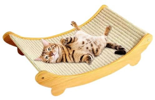 Kalastussaari 2 en 1 Silla de sisal de Gato, Tabla de rascado de Gatos, Cama de rascador Curvado, Tumbona con Estera de sisal para Gatos Interiores